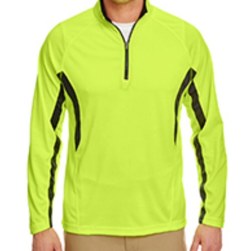 NWT Men’s neon yellow 1/4 zip up mesh shirt